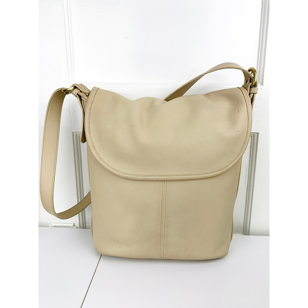 Vintage Coach Whitney Shoulder Bag Leather USA Bone White 4115 with Dust Bag - Picture 16 of 16